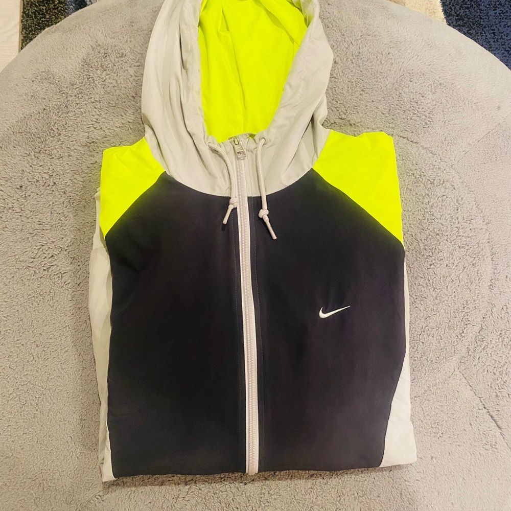 Nike Black and Neon Yellow Windbreaker